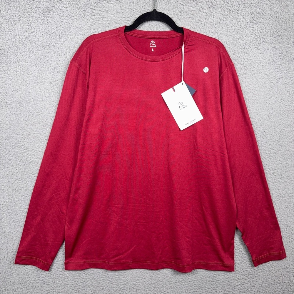 Rhoback Tshirt Mens L Red Blitz Performance Long Sleeve Tee Athleisure Stretch
